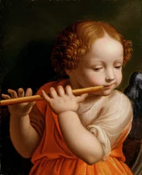 Ange enfant jouant de la flûte, vers 1500